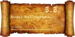 Bodai Bársonyka névjegykártya